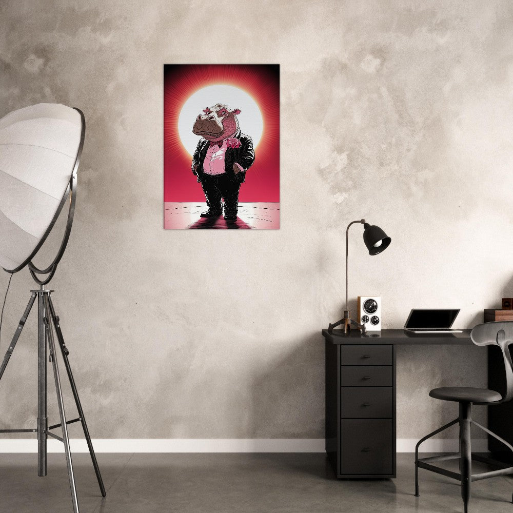 Dapper Hippo Canvas Art - ROMAG Store