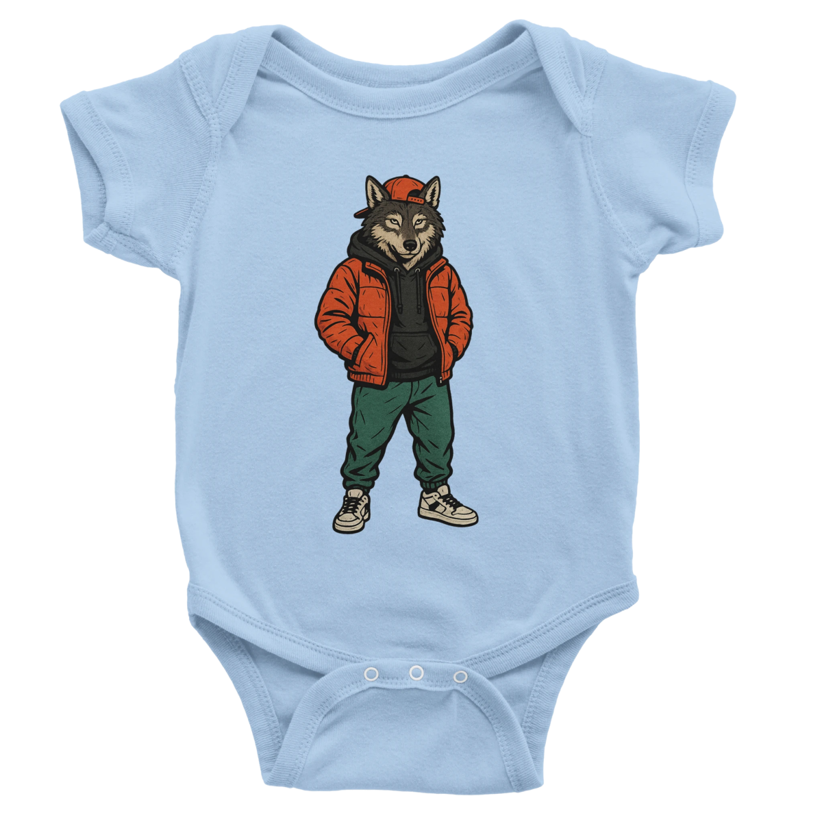 Cool Wolf Street Style Baby Short Sleeve Bodysuit - ROMAG Store
