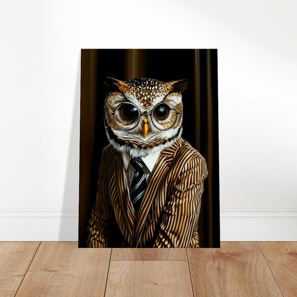 Owl in Pinstripe Suit Canvas - ROMAG Store