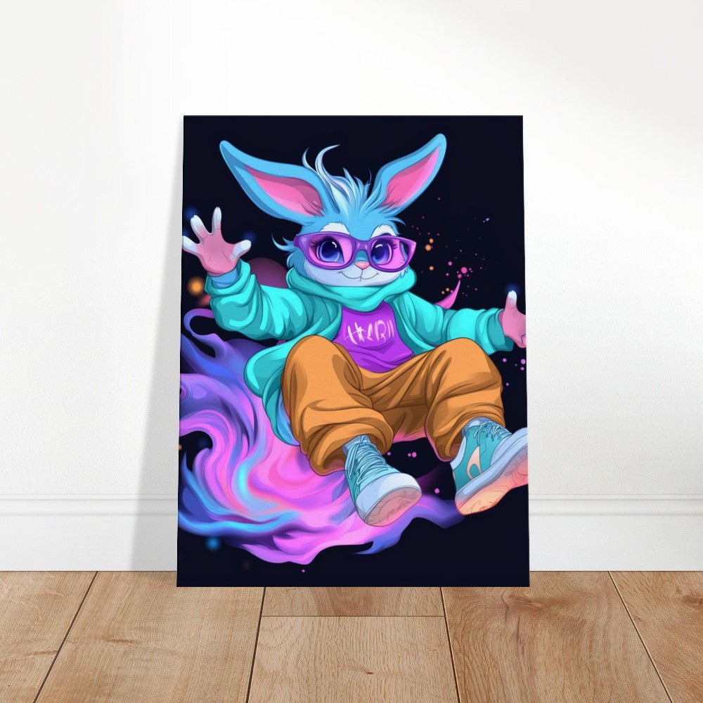 Neon Bunny Canvas Wall Art - ROMAG Store