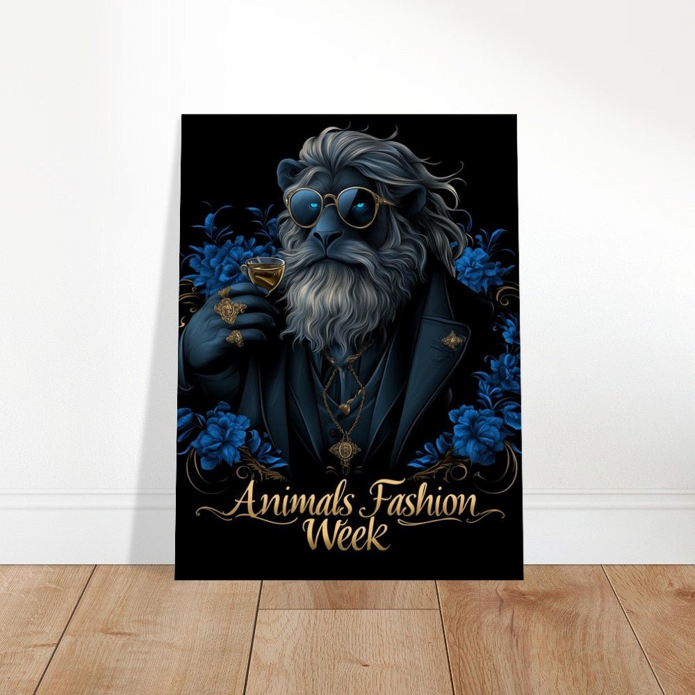 Blue&Gold Luxury Lion in Suit Canvas - ROMAG Store
