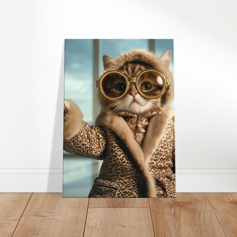 Luxury Cat in Fur Coat Canvas - ROMAG Store