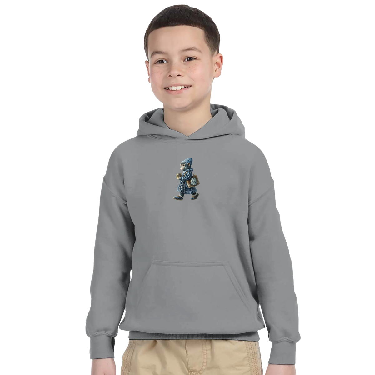 Chic Monkey Plaid Kids Hoodie - ROMAG Store