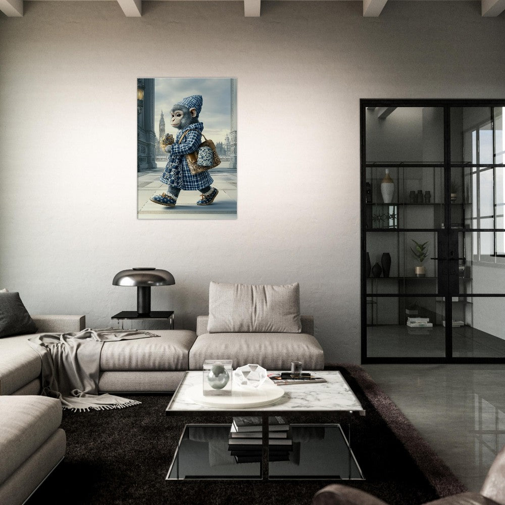 Chic Monkey in Plaid Canvas Art - ROMAG Store