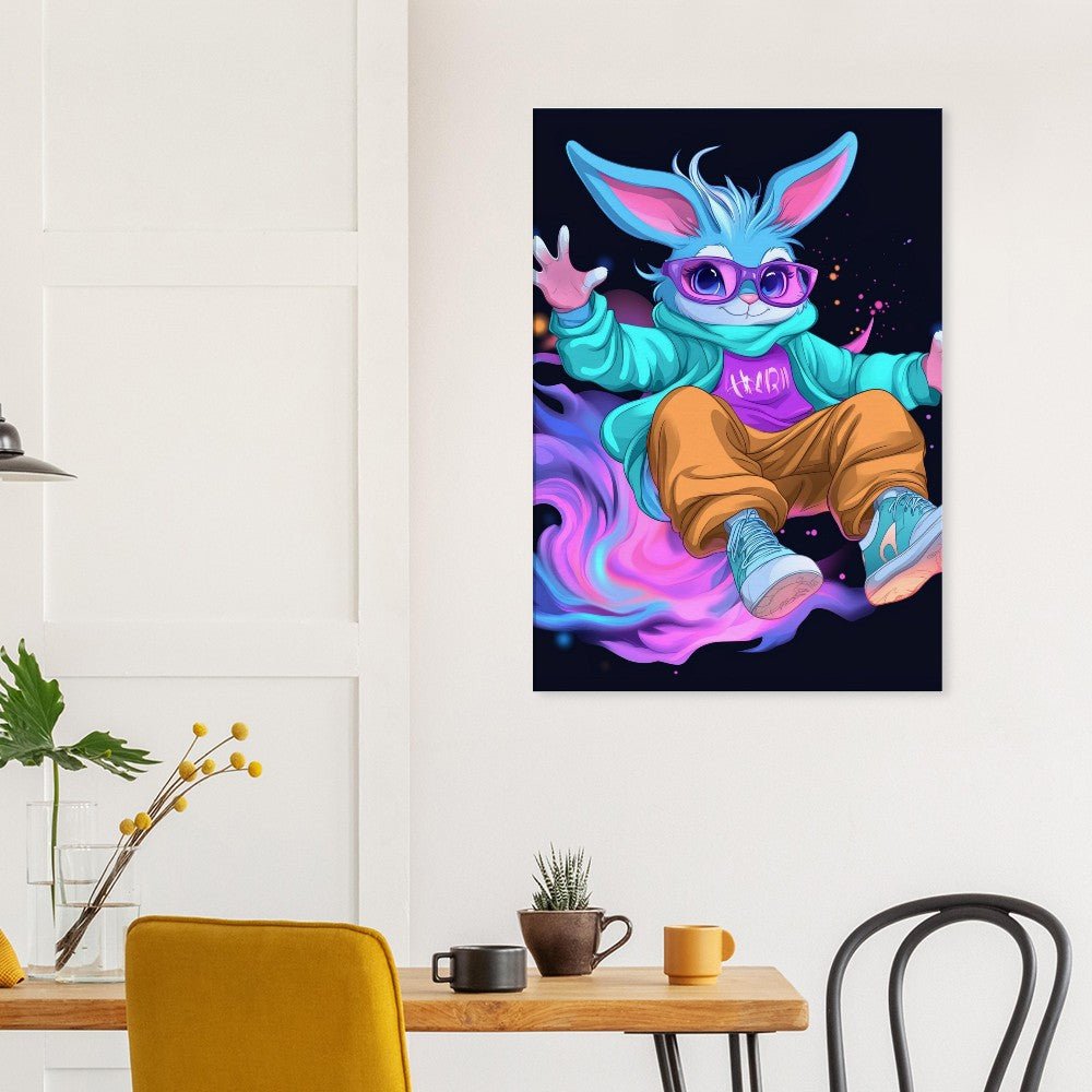 Neon Bunny Canvas Wall Art - ROMAG Store