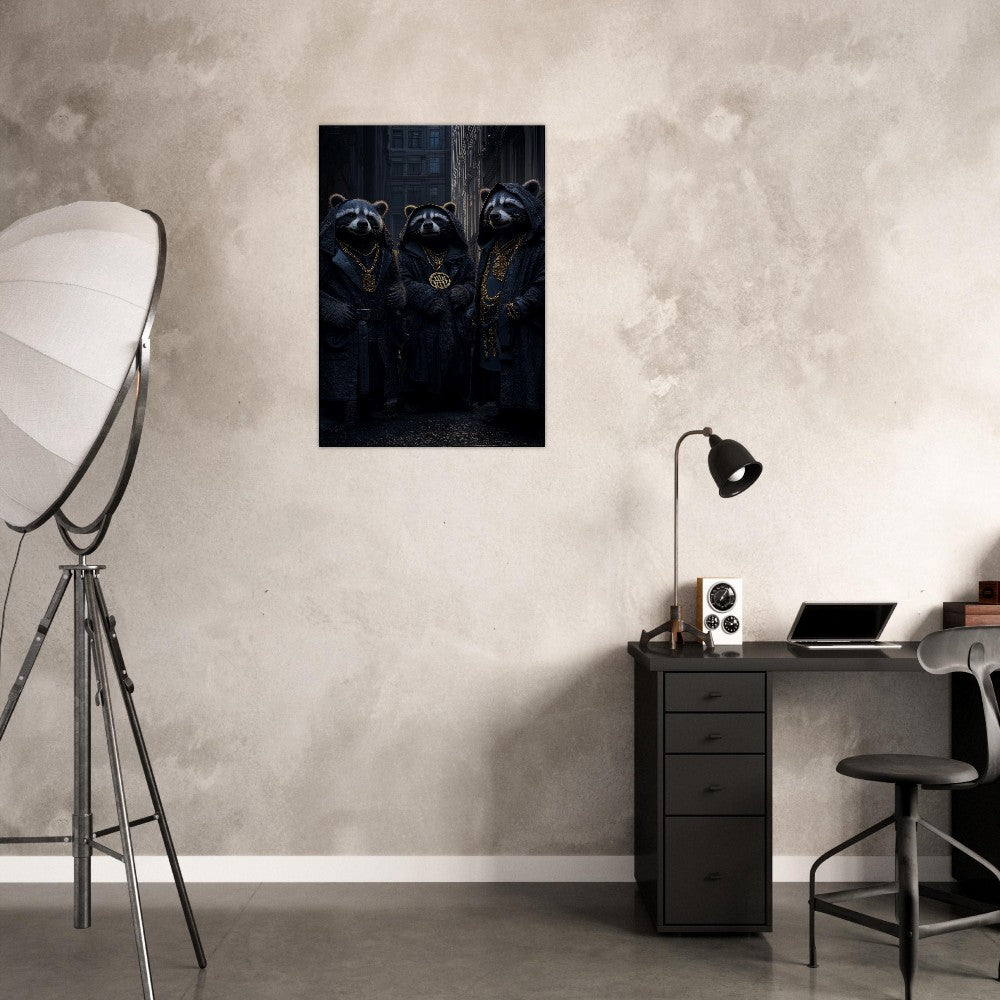 Urban Raccoon Gangster Canvas Art - ROMAG Store