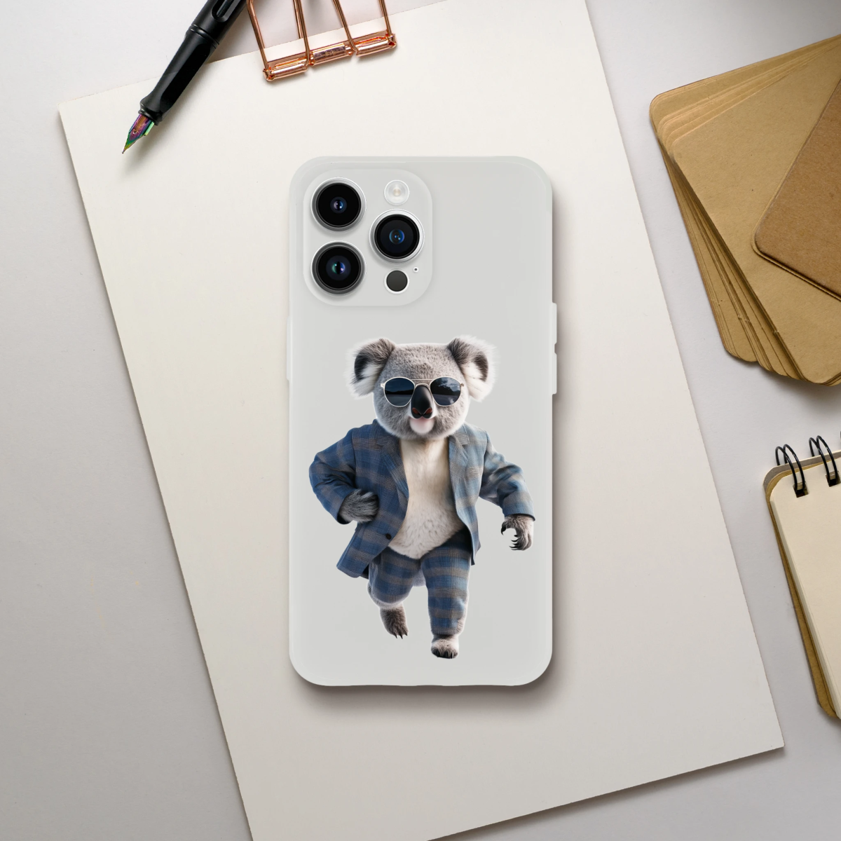Dapper Koala in Plaid Suit iPhone Flexi Case - ROMAG Store