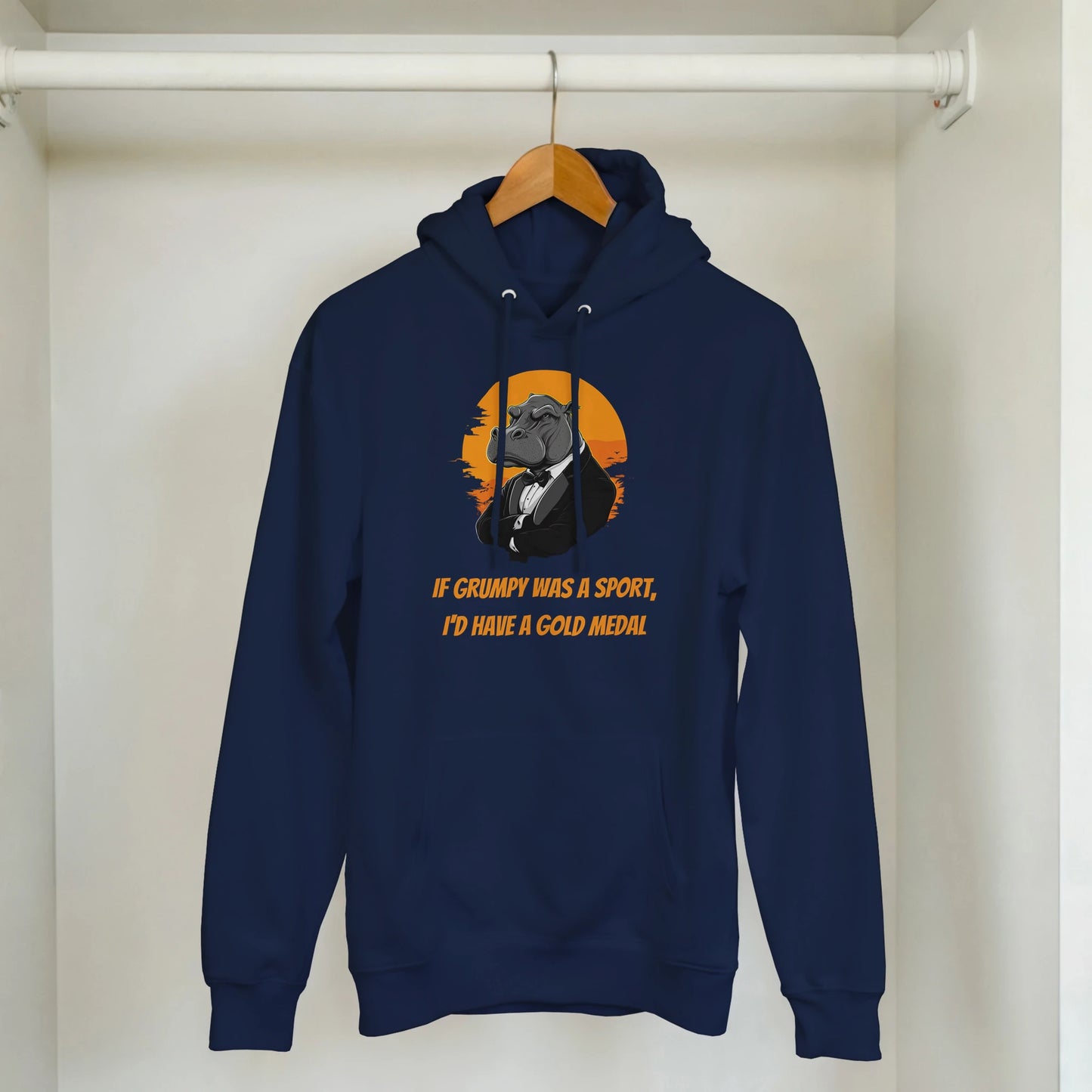 Grumpy Hippo in a Tuxedo Hoodie - ROMAG Store