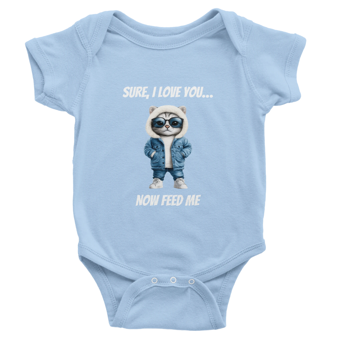 Cat 'Sure, I Love You...' Baby Short Sleeve Bodysuit - ROMAG Store