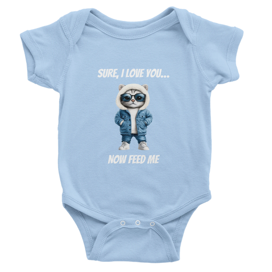 Cat 'Sure, I Love You...' Baby Short Sleeve Bodysuit - ROMAG Store