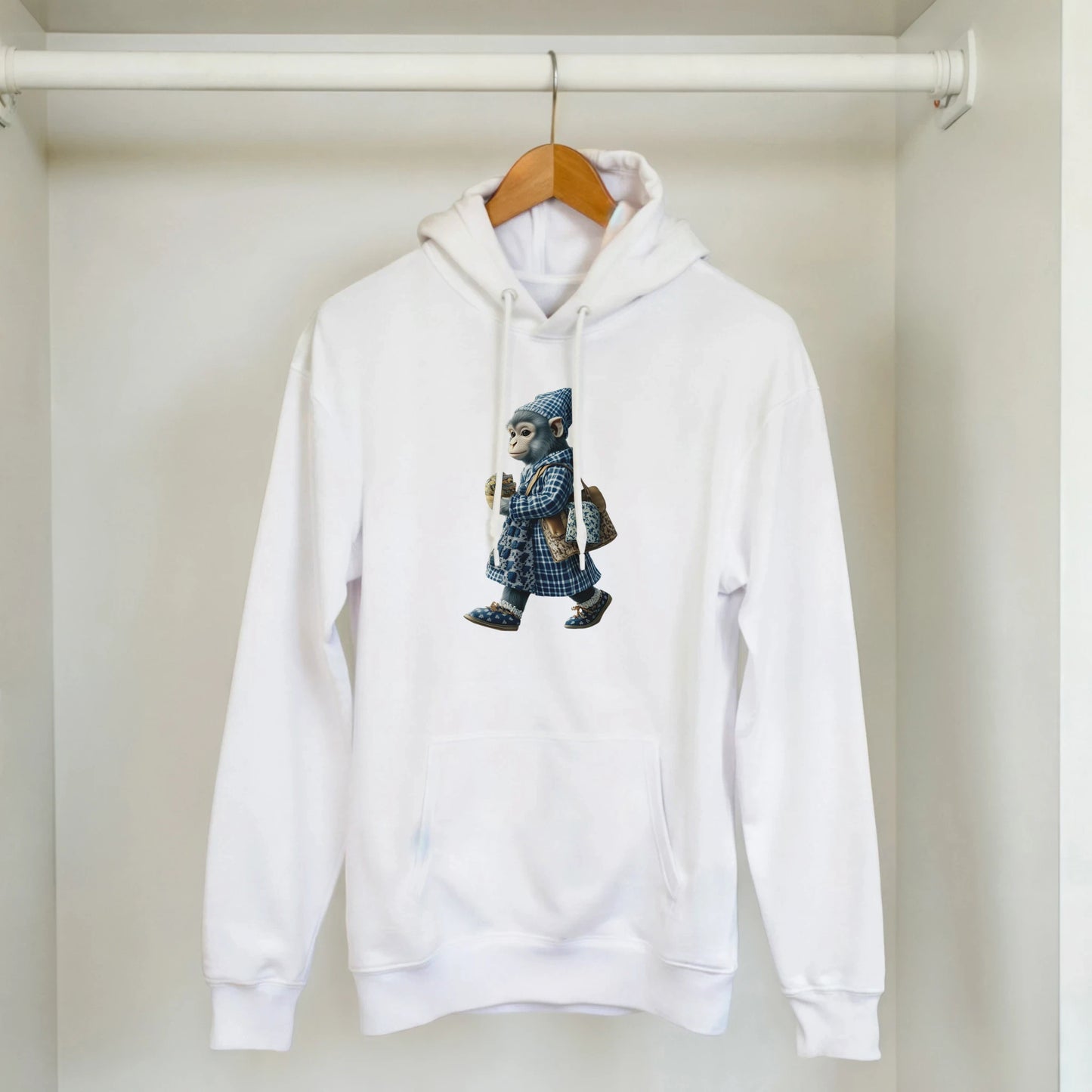 Chic Plaid Monkey Hoodie - ROMAG Store