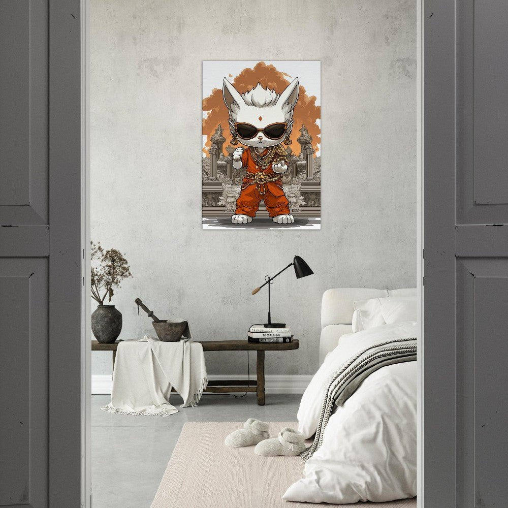 Chic Cat in Robe Canvas Art - ROMAG Store