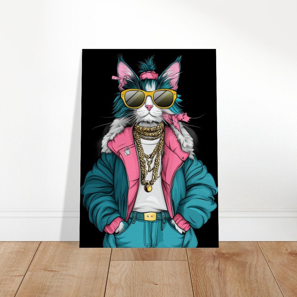 Cool Cat in Teal & Pink Canvas Art - ROMAG Store