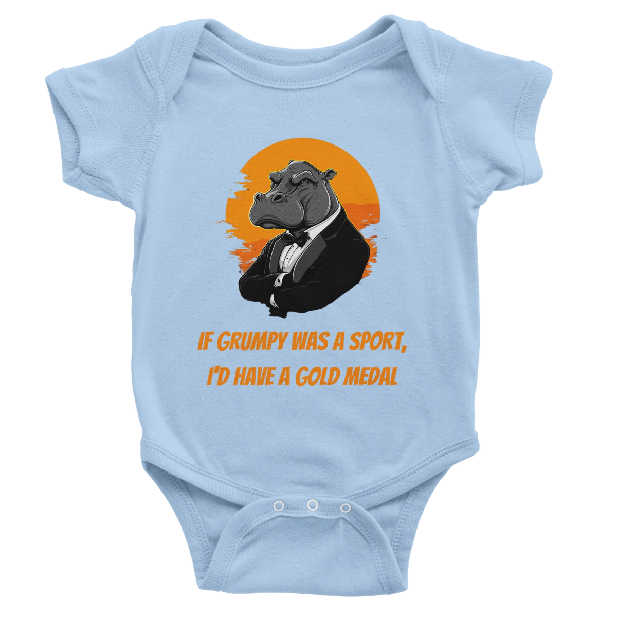 Grumpy Hippo Baby Short Sleeve Bodysuit - ROMAG Store