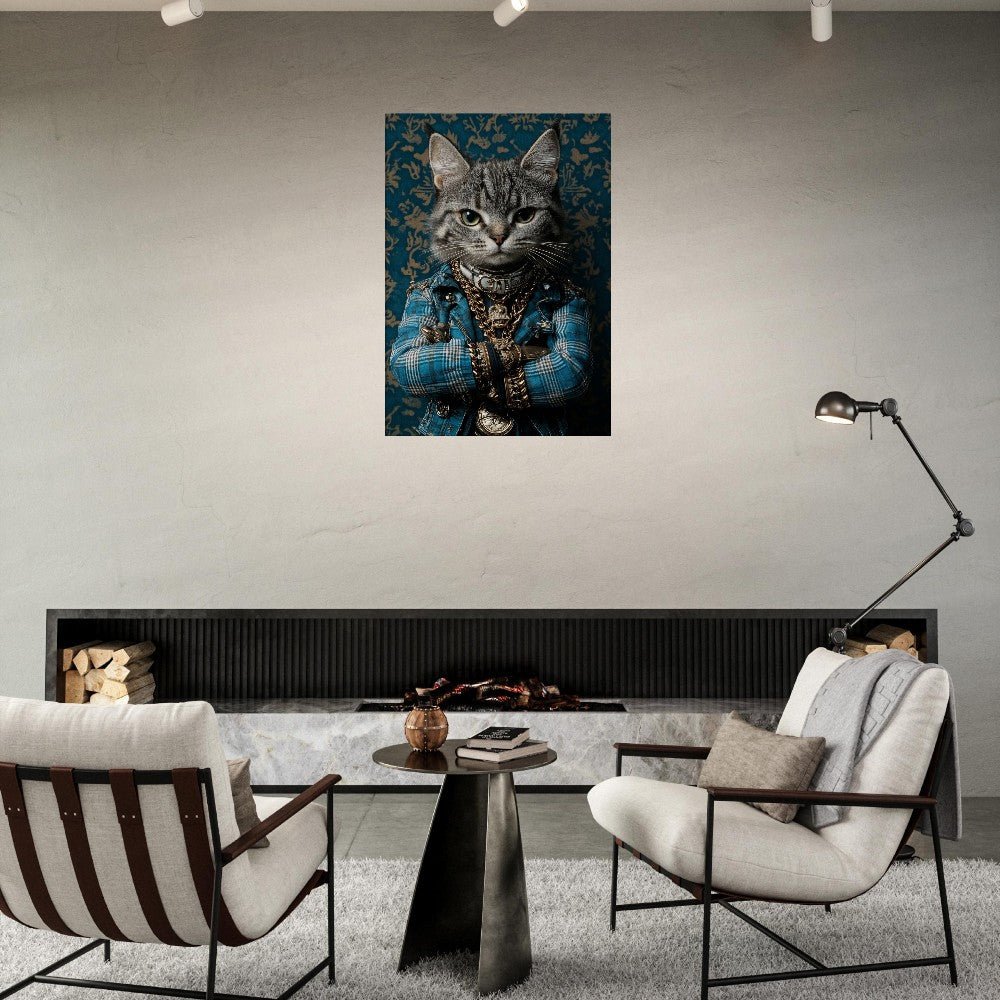 Sophisticated Cat in Plaid Canvas Art - ROMAG Store