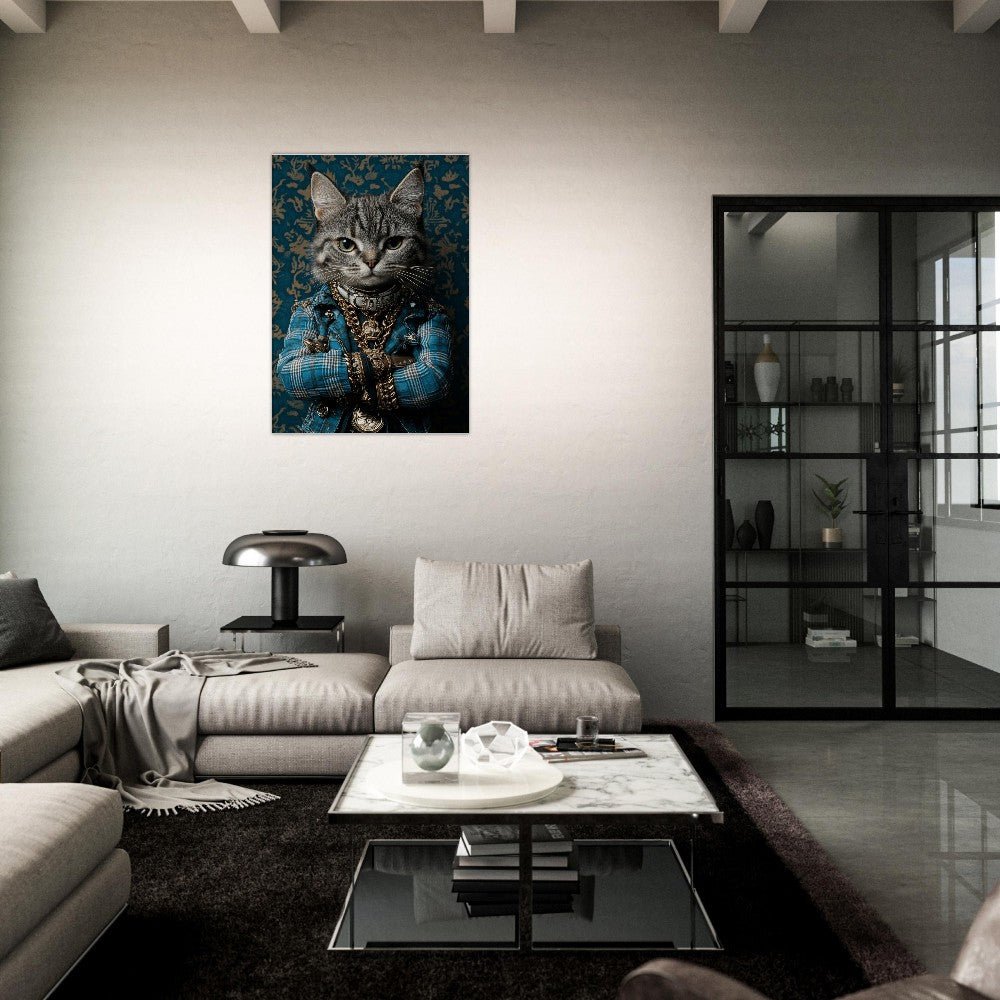 Sophisticated Cat in Plaid Canvas Art - ROMAG Store