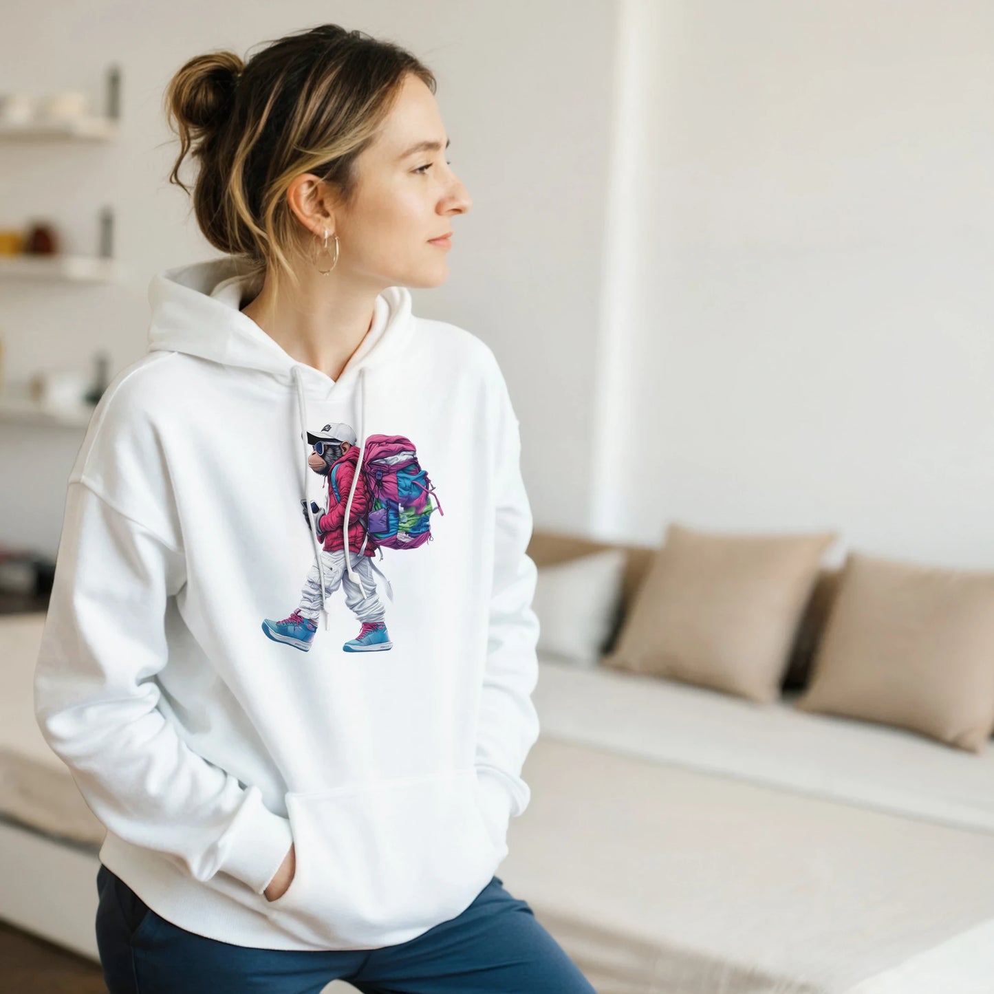 Vibrant Globetrotter Monkey Hoodie - ROMAG Store