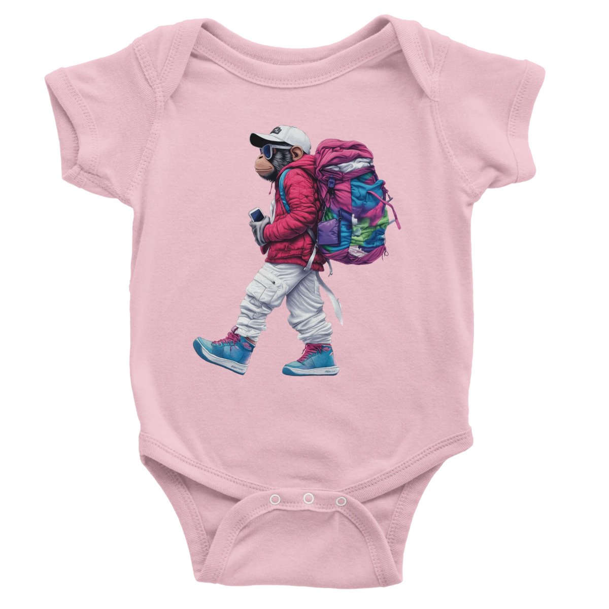 Vibrant Street Style Monkey Baby Short Sleeve Bodysuit - ROMAG Store