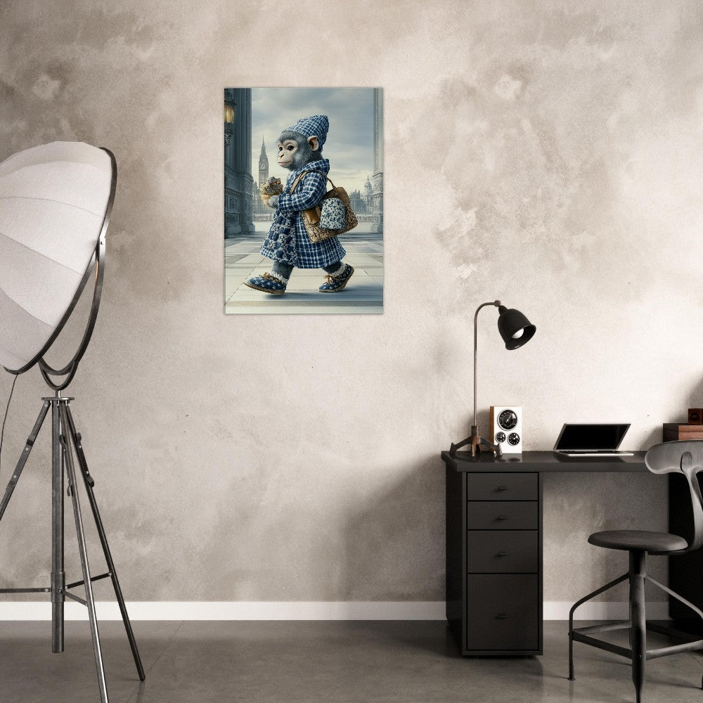 Chic Monkey in Plaid Canvas Art - ROMAG Store