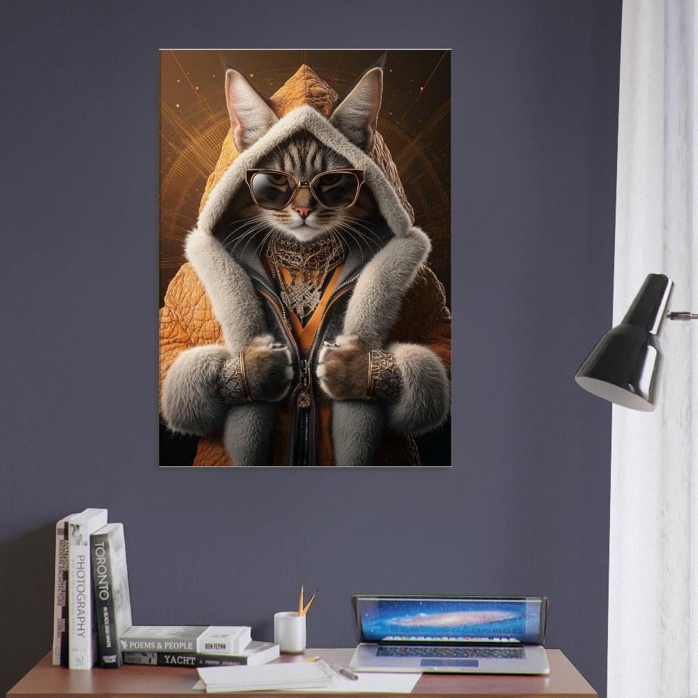 Luxury Cat in Fur Coat Canvas - ROMAG Store