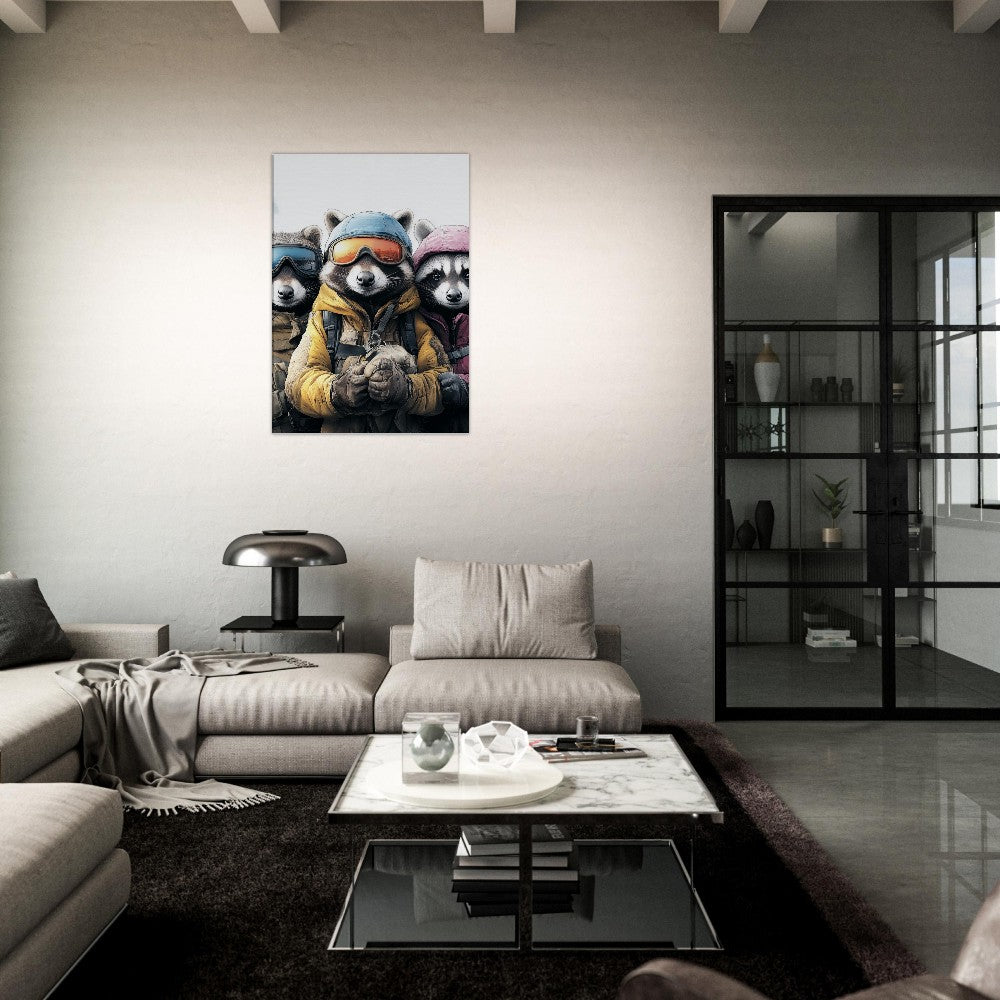 Raccoon Ski Team Canvas Print - ROMAG Store