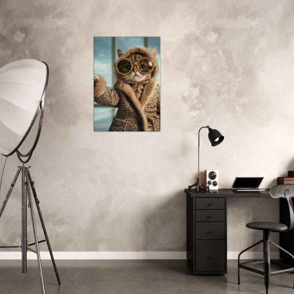 Luxury Cat in Fur Coat Canvas - ROMAG Store