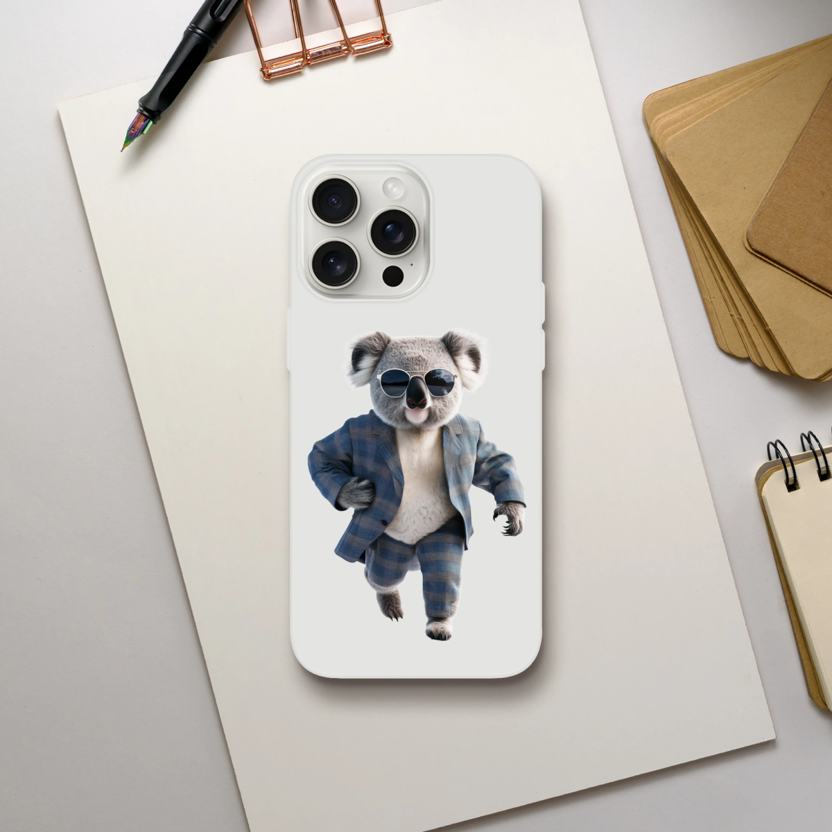 Dapper Koala in Plaid Suit iPhone Flexi Case - ROMAG Store