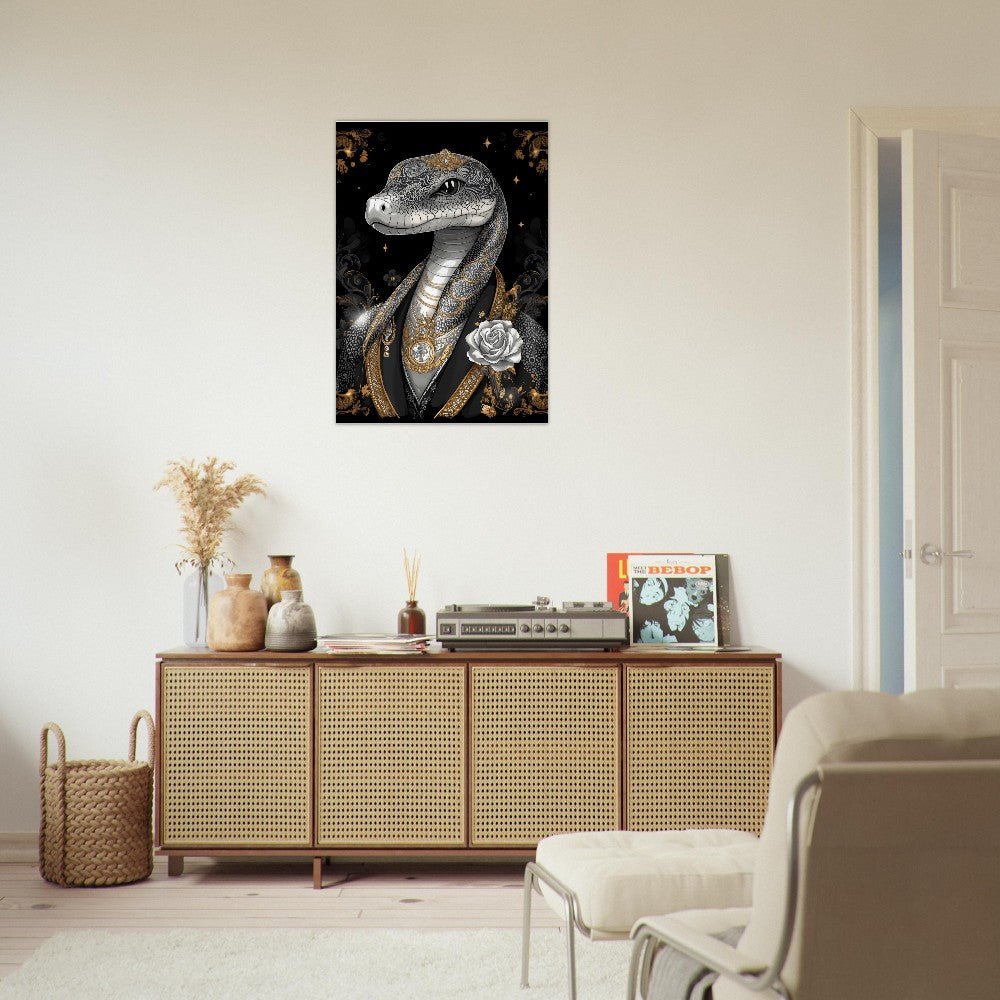 Regal Snake in Black & Gold Suit Canvas - ROMAG Store