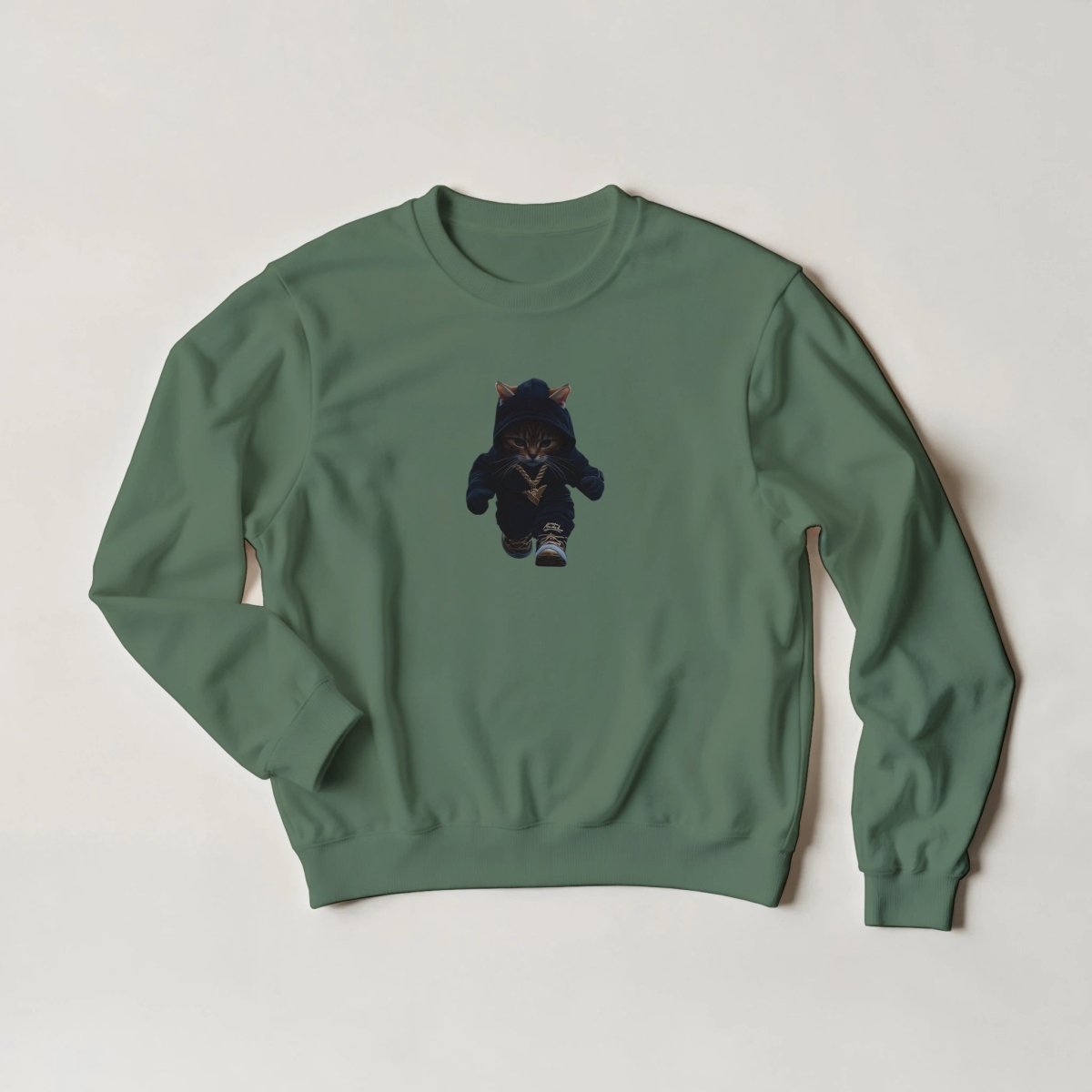 Alpha Cat Hoodie – Gold Chain Streetwear Graphic Sweatshirt - ROMAG Store