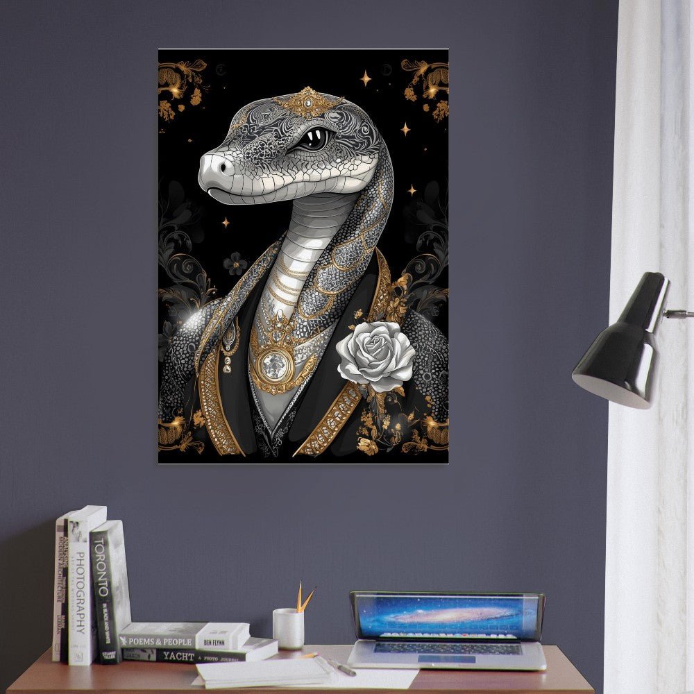 Regal Snake in Black & Gold Suit Canvas - ROMAG Store