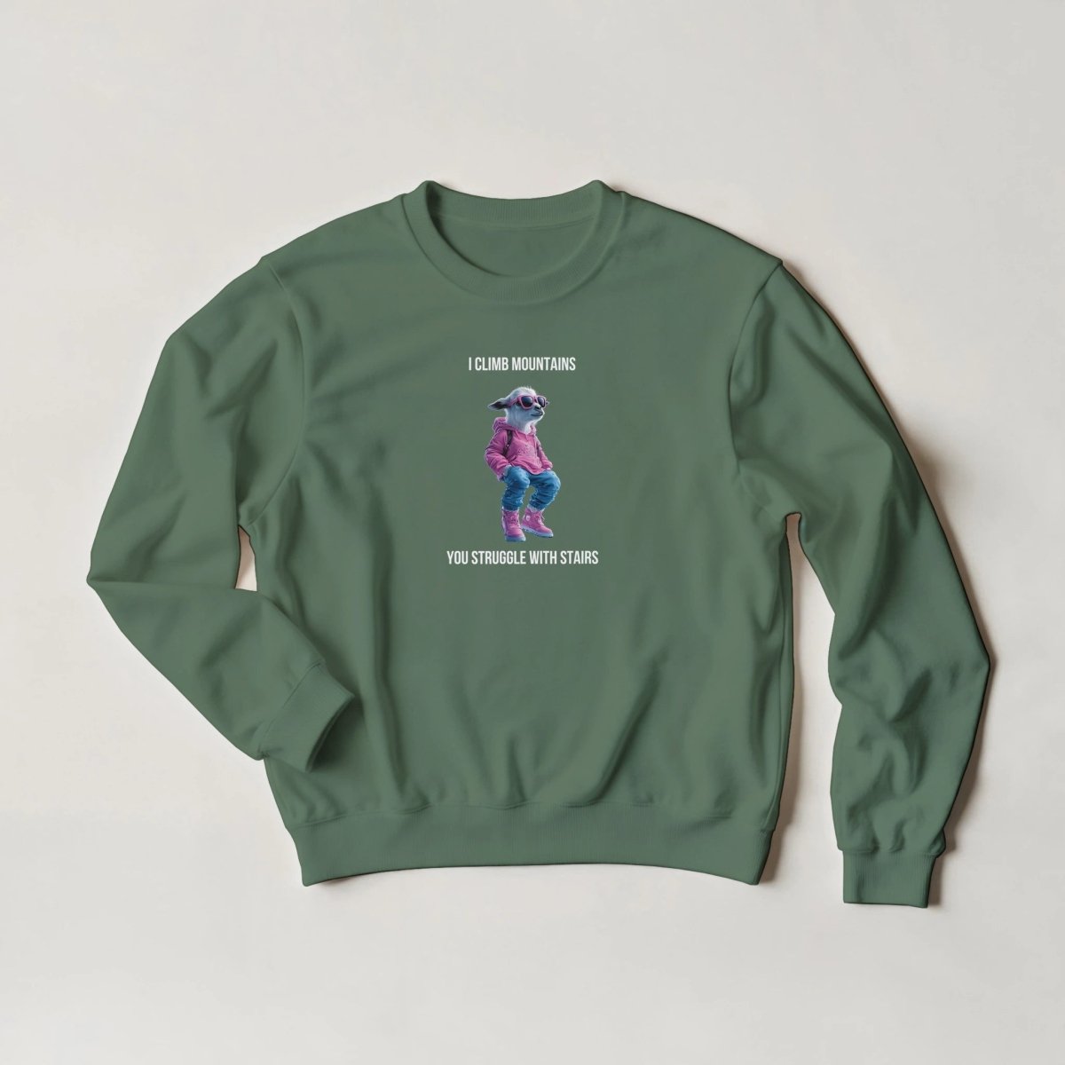 Llama Hiker Sweatshirt – Bold Streetwear Graphic with Attitude - ROMAG Store