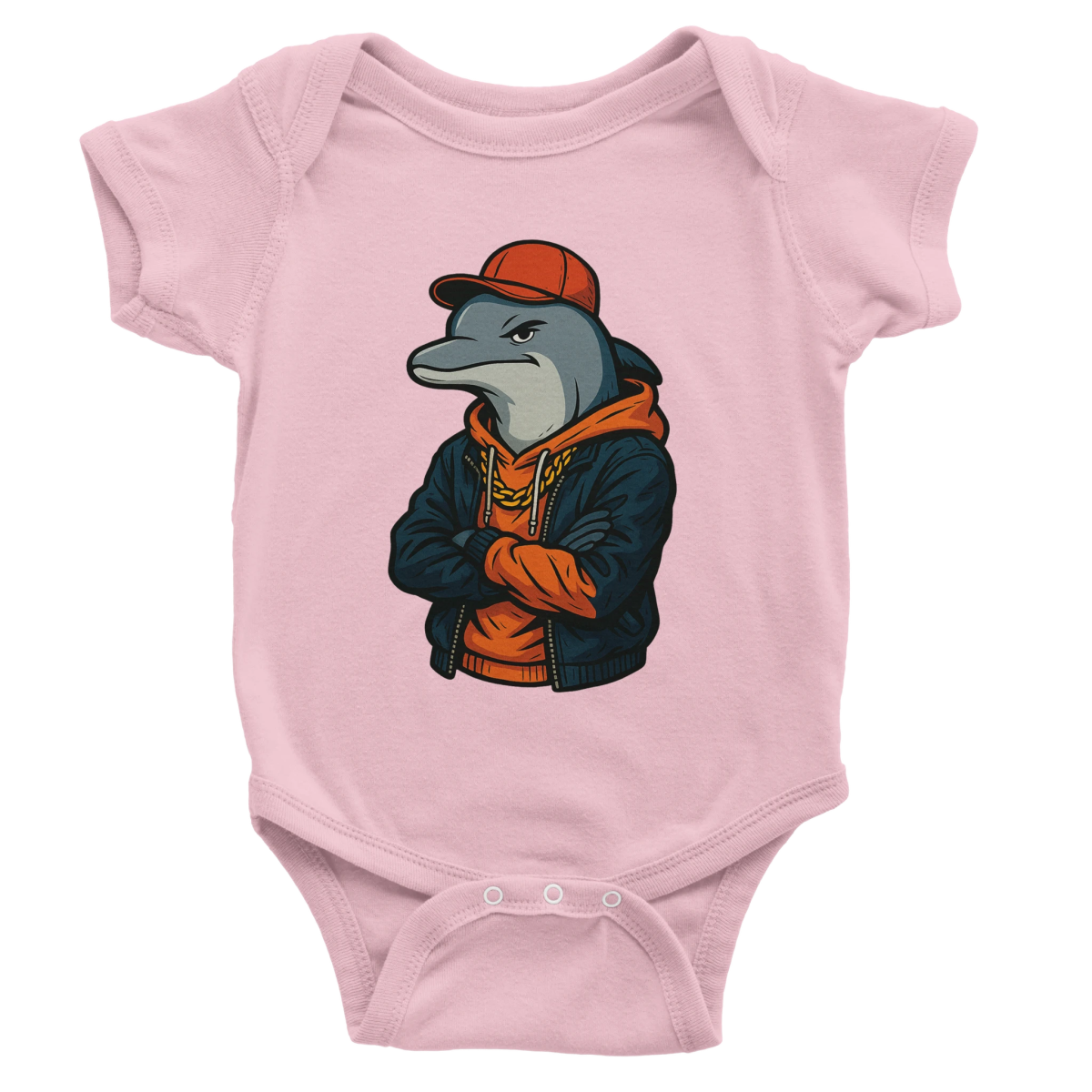 Cool Dolphin Streetwear Baby Short Sleeve Bodysuit - ROMAG Store
