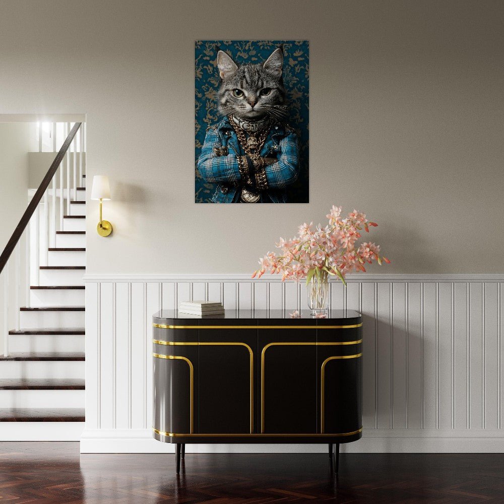 Sophisticated Cat in Plaid Canvas Art - ROMAG Store