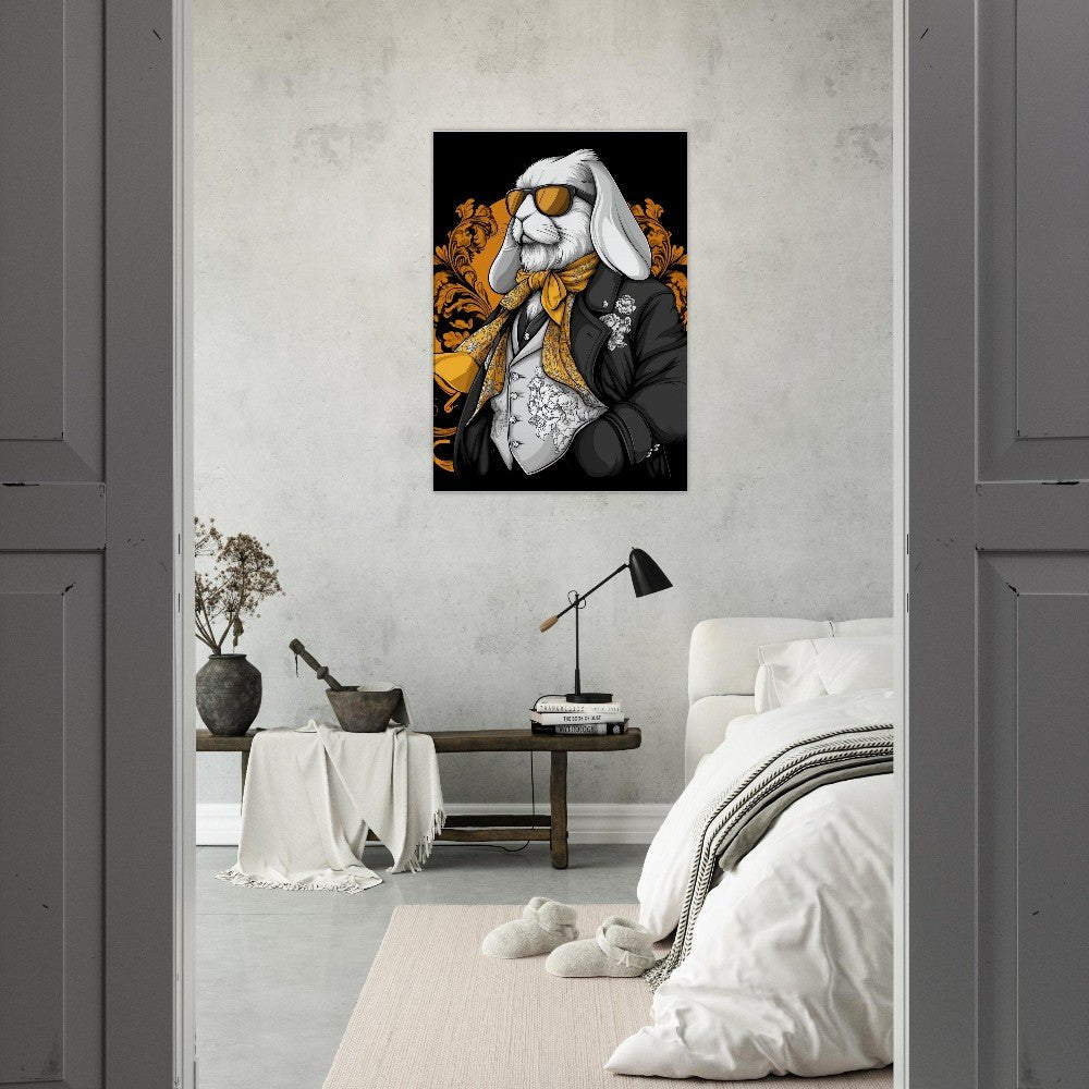 Luxury Rabbit in Suit Canvas Wall Art - ROMAG Store