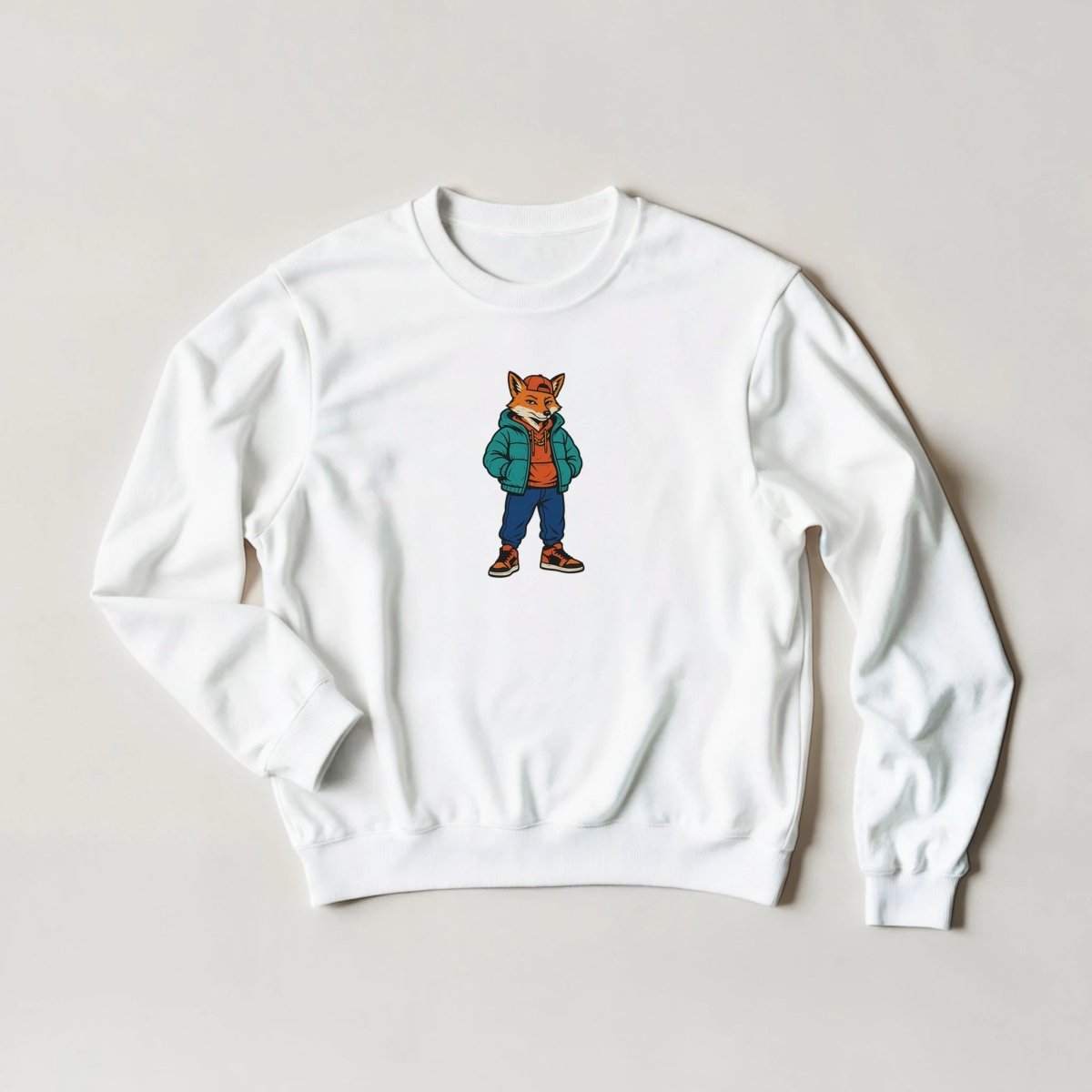 Urban Fox Sweatshirt – Cool Streetwear Graphic in Your Choice of Six Bold Hues - ROMAG Store
