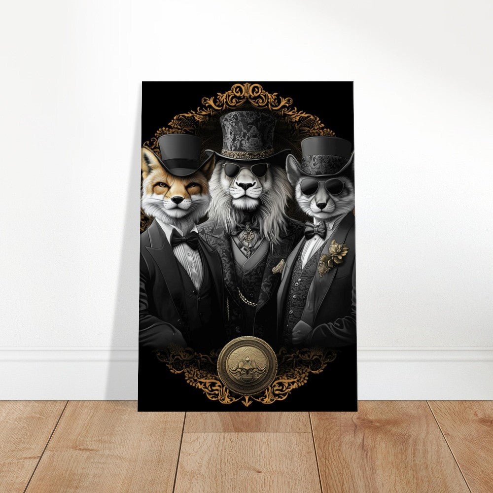 Luxury Animal Wall Art – Suited Fox & Lion Canvas - ROMAG Store