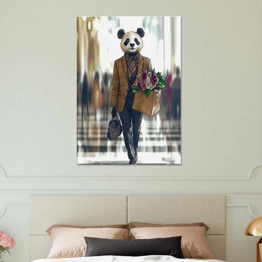 Chic Panda in Plaid Suit Canvas - ROMAG Store