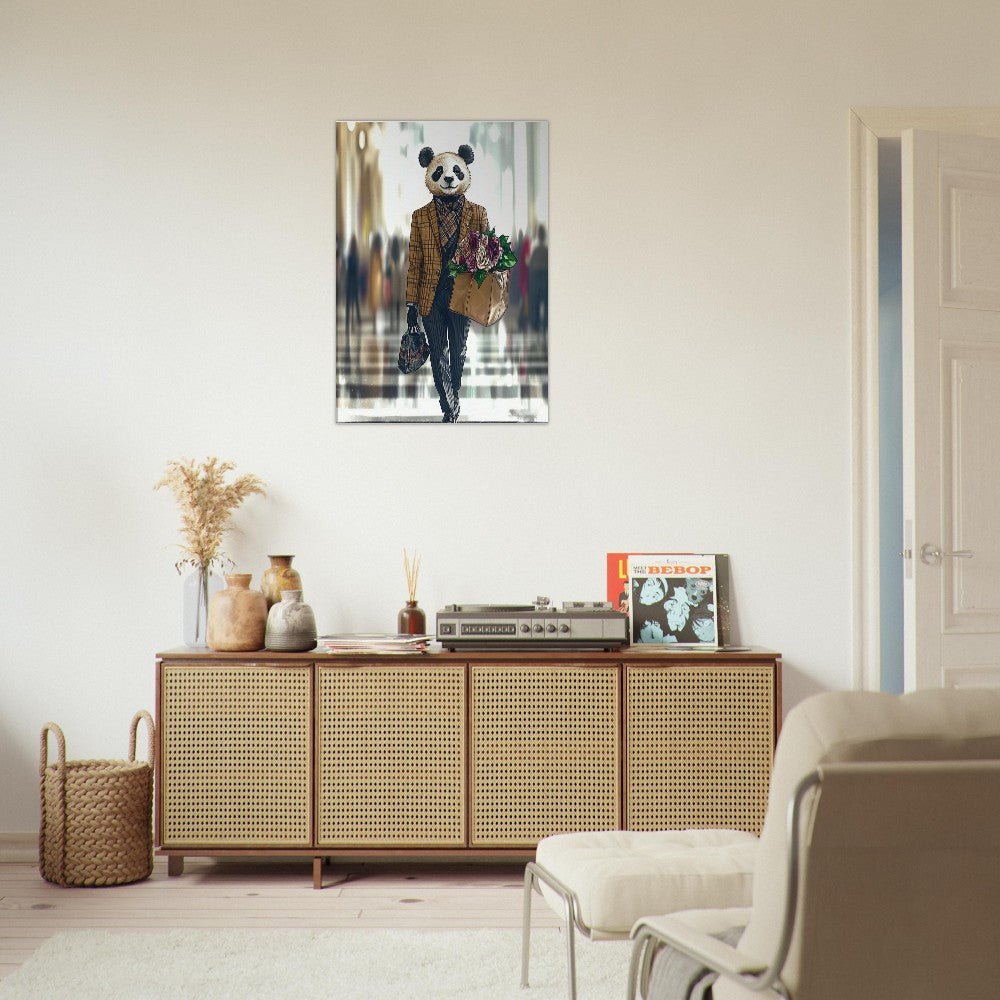 Chic Panda in Plaid Suit Canvas - ROMAG Store