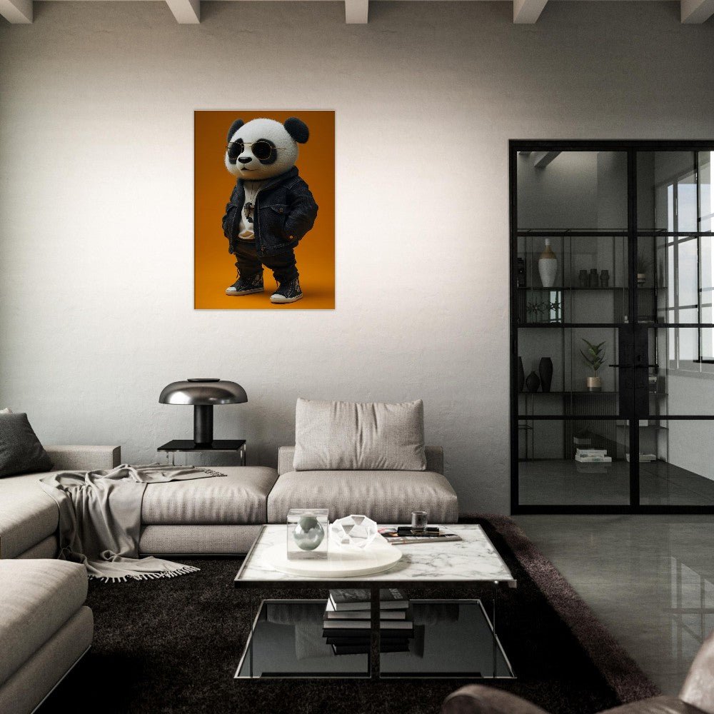 Cool Panda in Leather Jacket Canvas - ROMAG Store
