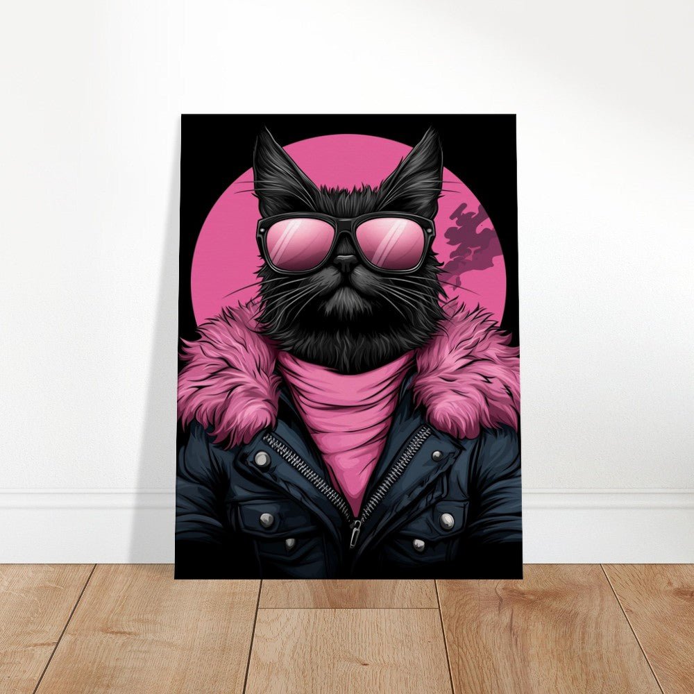 Rebel Cat in Pink Fur Canvas Art - ROMAG Store