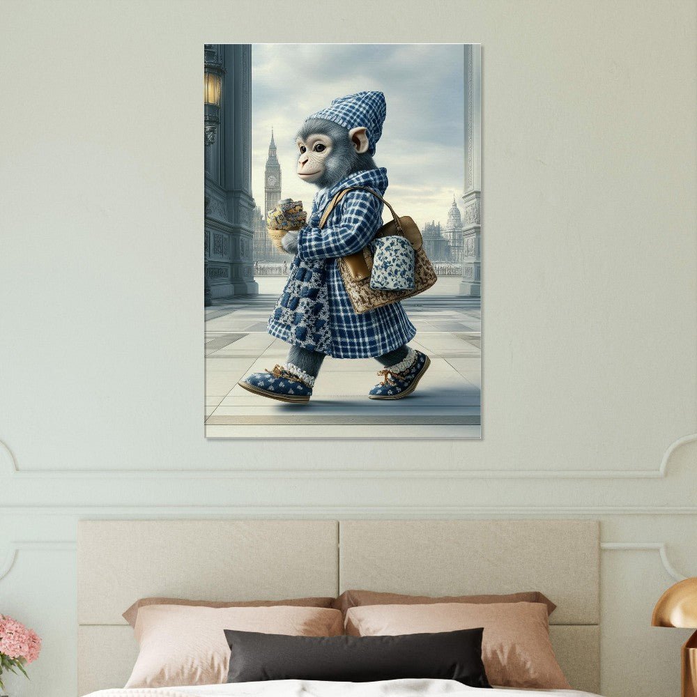 Chic Monkey in Plaid Canvas Art - ROMAG Store