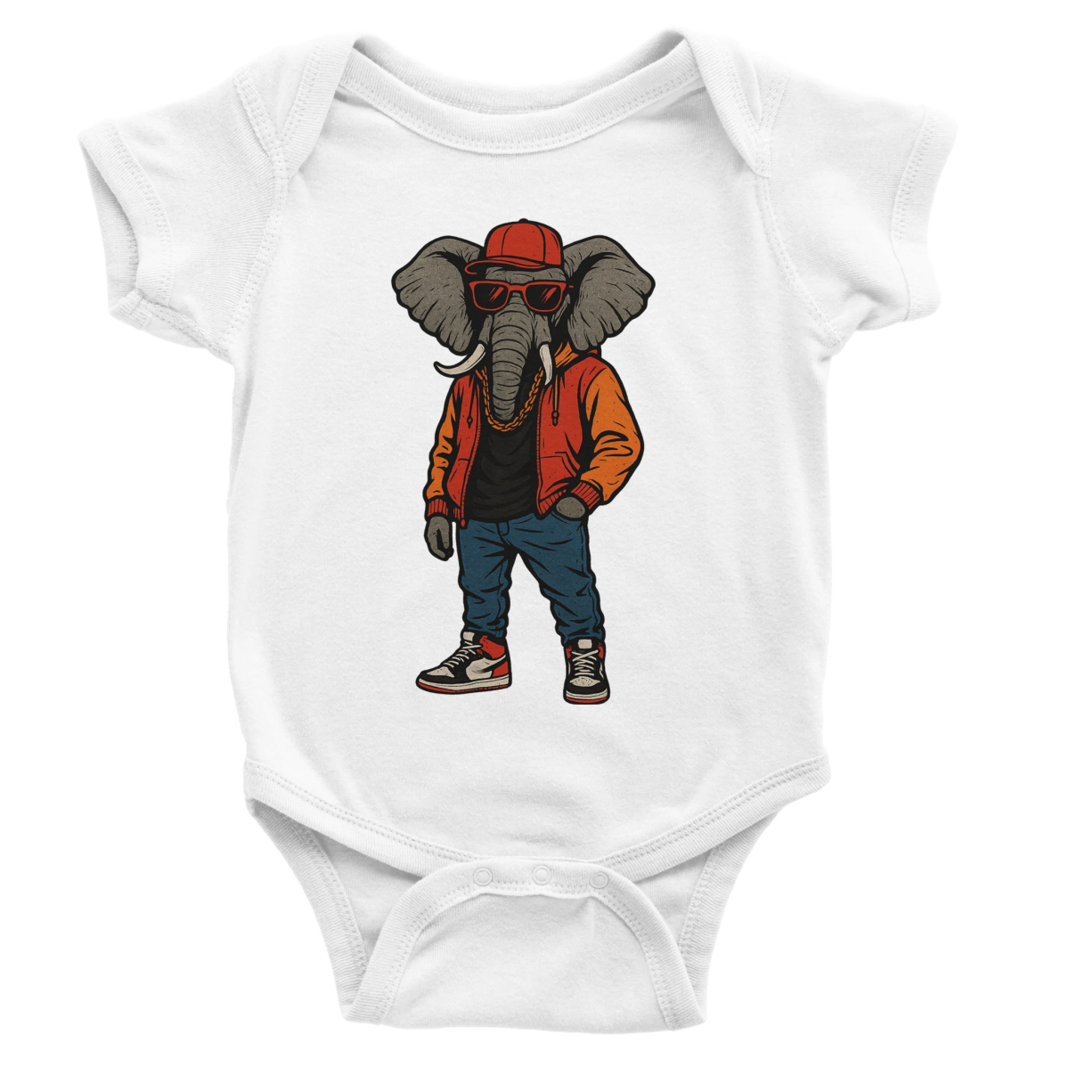 Urban Streetwear Elephant Baby Short Sleeve Bodysuit - ROMAG Store