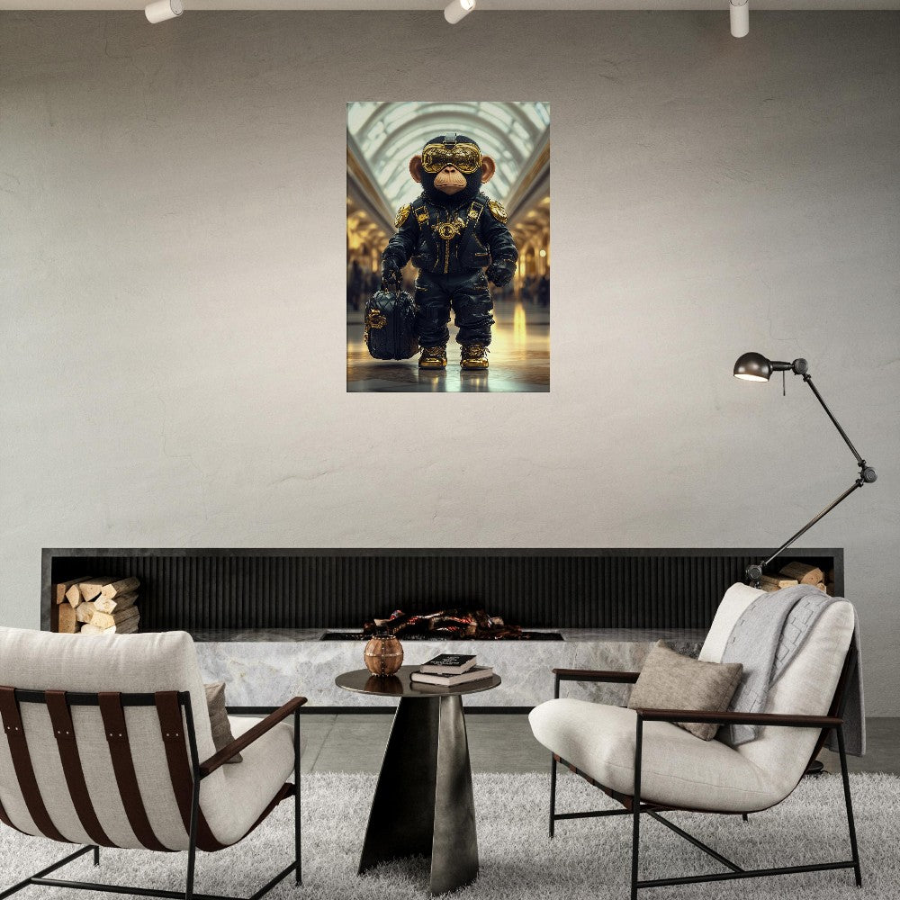 Chimp in Gold Goggles Canvas - ROMAG Store
