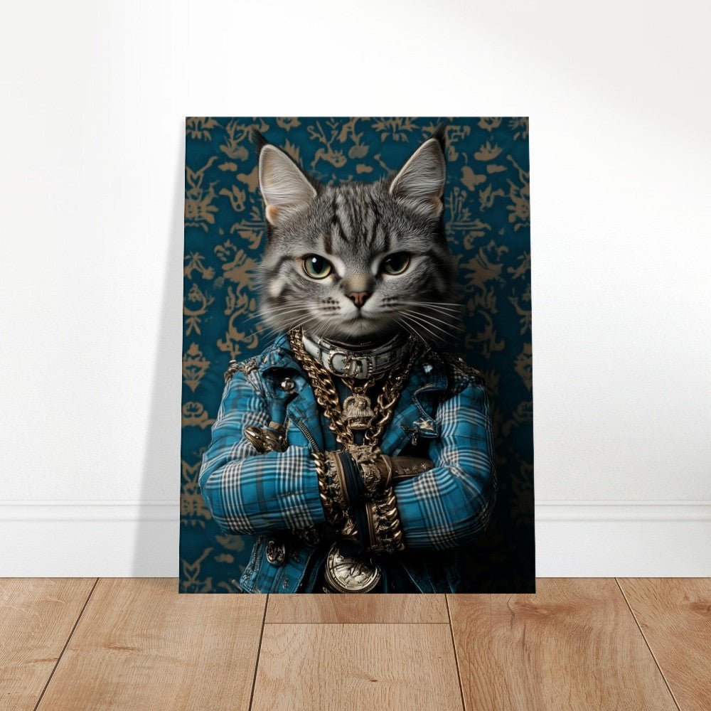 Sophisticated Cat in Plaid Canvas Art - ROMAG Store