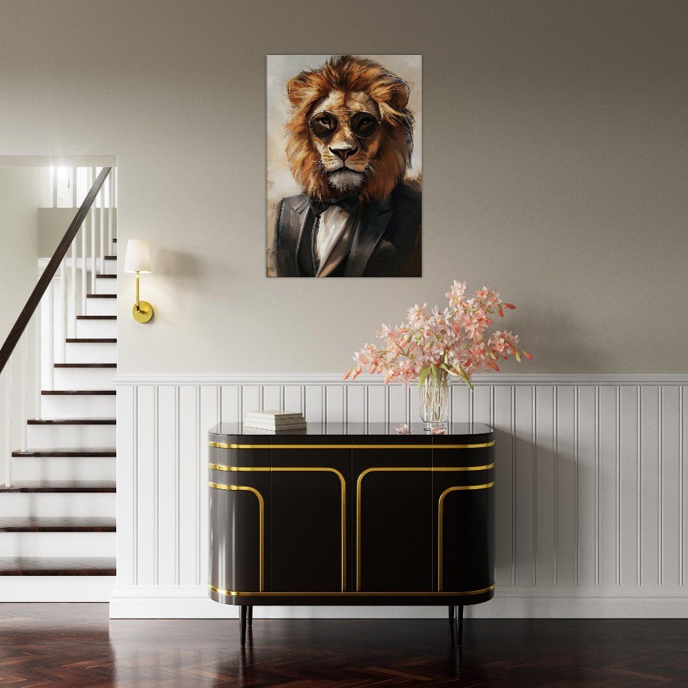 Lion in Suit Canvas Wall Art - ROMAG Store