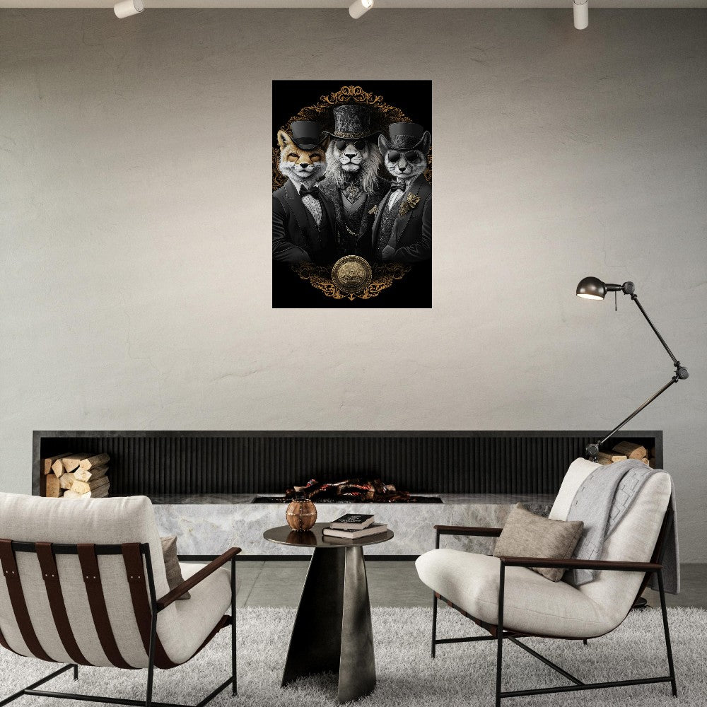 Luxury Animal Wall Art – Suited Fox & Lion Canvas - ROMAG Store