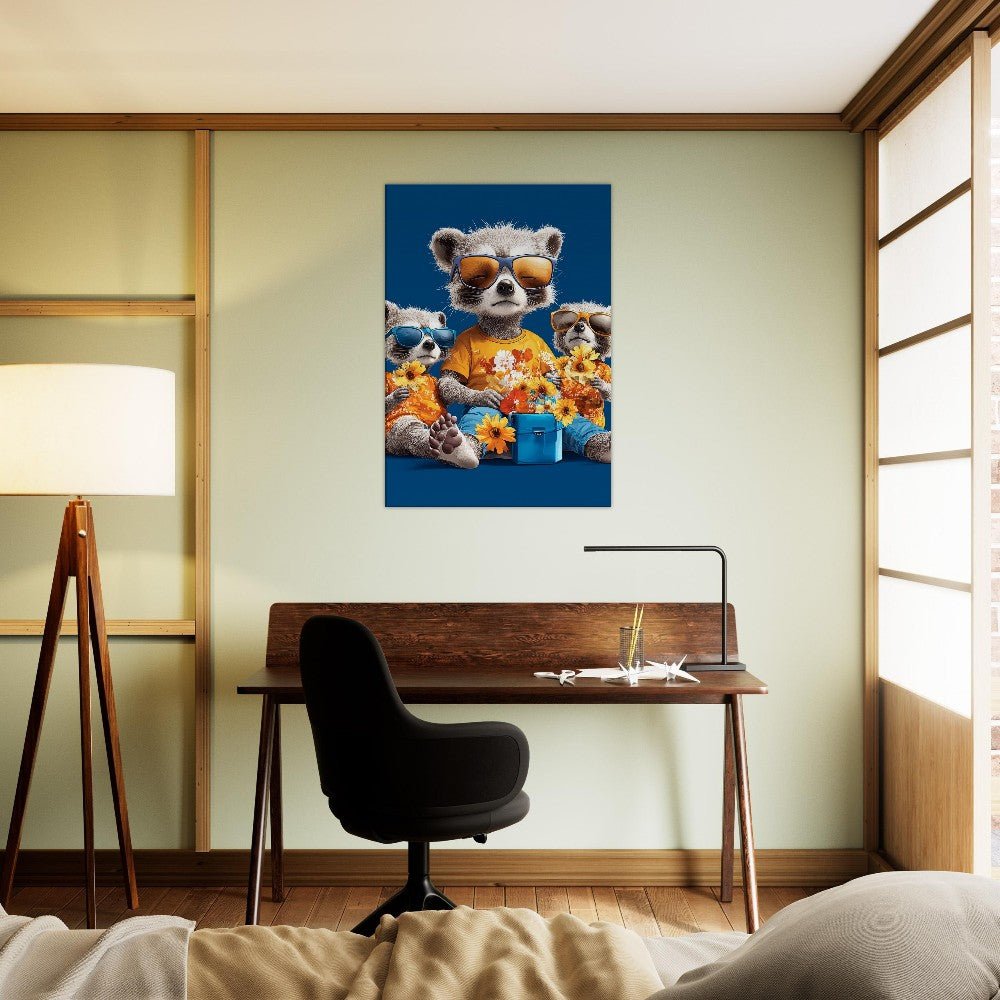 Cool Raccoon Family Canvas Art - ROMAG Store