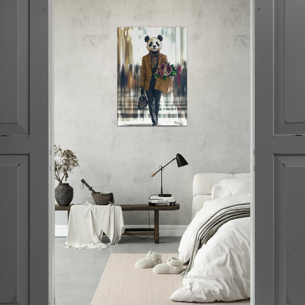 Chic Panda in Plaid Suit Canvas - ROMAG Store