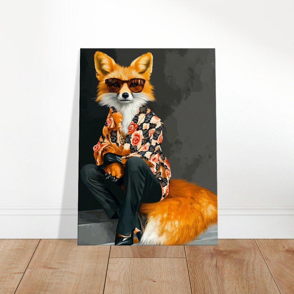 Chic Fox in Floral Shirt Canvas Art - ROMAG Store