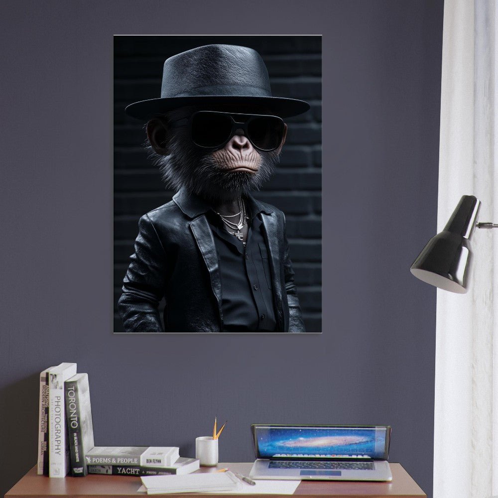 Chimp in Black Suit Canvas - ROMAG Store